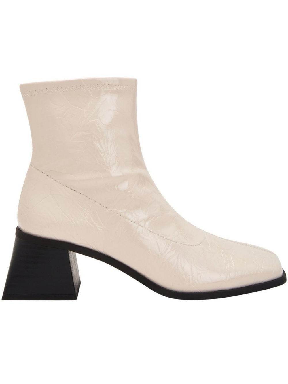 Katy Perry Lolette Stretch Ankle Boots Size 8.5 Cream Patent Block Heel